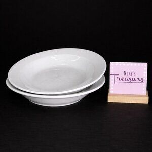 Williams Sonoma ESSENTIALS WHITE Large Rim Individual 10" Pasta Bowls Set of 2